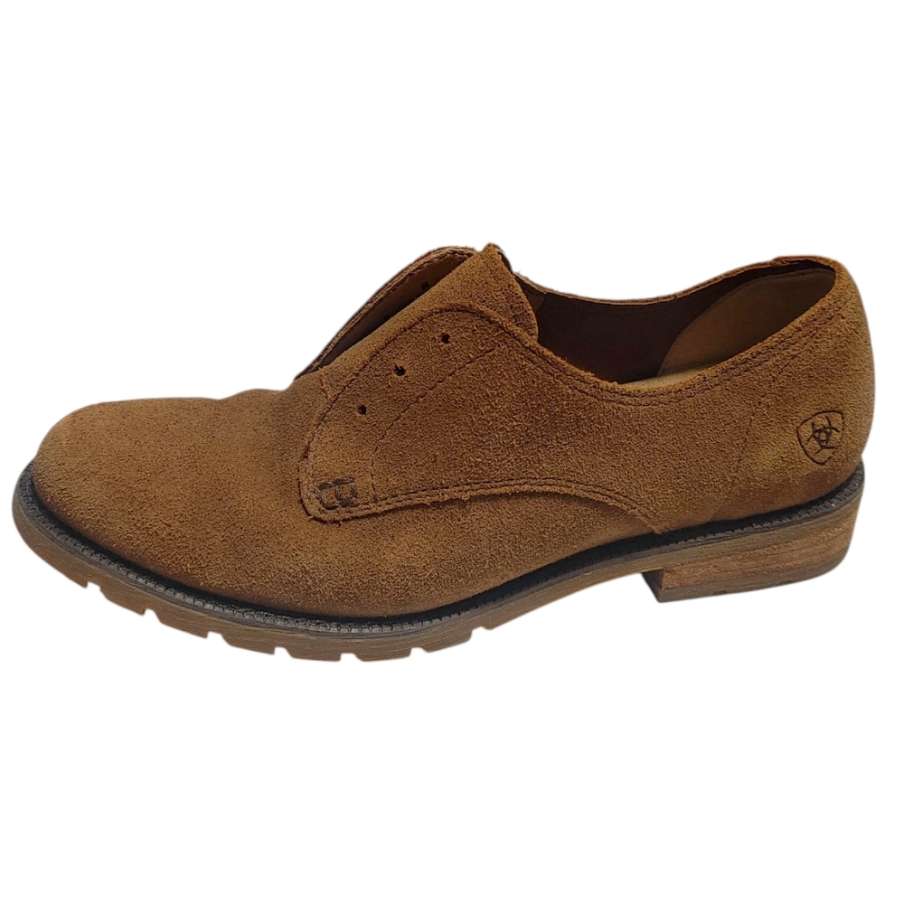 Ariat Brown Suede Leather Stretch Oxford Style Loafers Women's Size 8